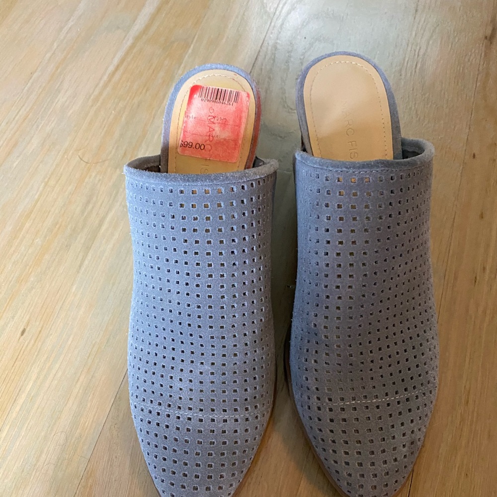 Gray Marc Fisher mules
